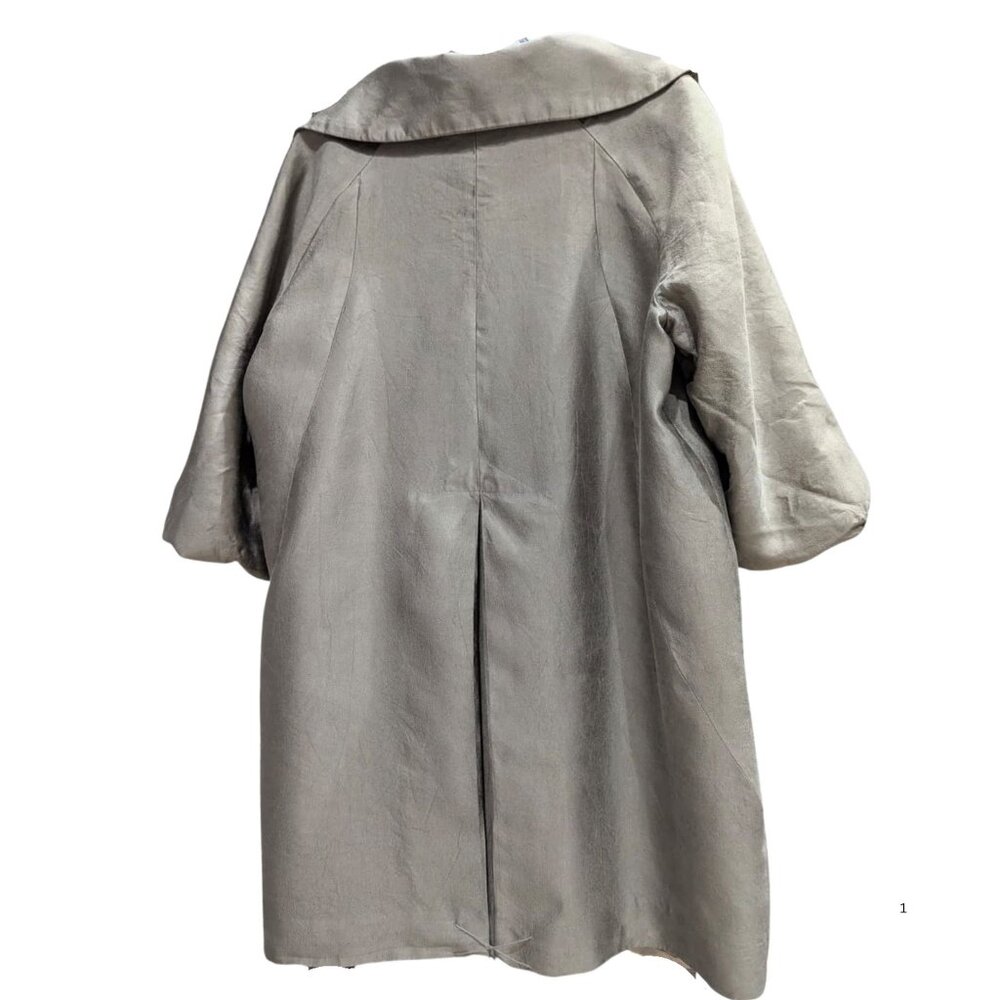 ECI Silk-Blend Metallic Tan Swing Jacket / Coat – Size 16 – EUC - Picture 3 of 5